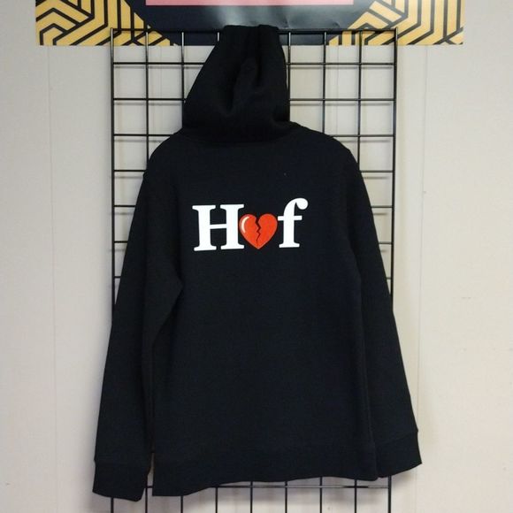 HUF Shirts Huf Broken Heart Hoodie Mens Large Black Sweatshirt Poshmark